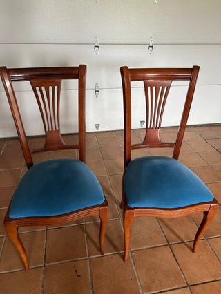 4 Sillas de Comedor Madera y Terciopelo