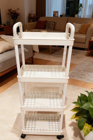 Carrito Organizador Blanco Plástico