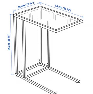 Mesa auxiliar cristal y metal