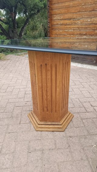 Mesa comedor cristal y madera