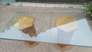 Mesa comedor cristal y madera