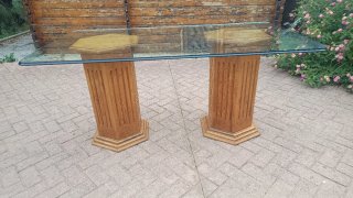Mesa comedor cristal y madera