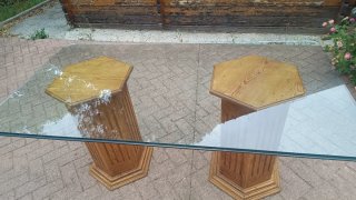Mesa comedor cristal y madera