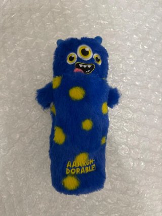 Astuccio peluche mostro blu con pois gialli