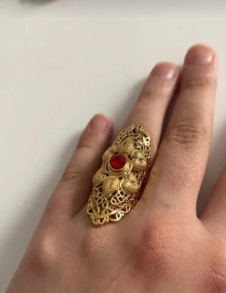 Anillo Lujo Dubai Oro 18K Piedra Roja