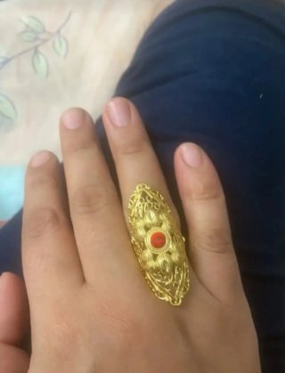 Anillo Lujo Dubai Oro 18K Piedra Roja