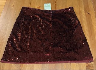 Falda lentejuelas roja H&M 44