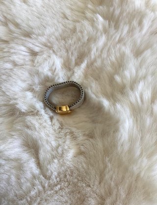 Anillo Tous Mesh Acero y Oro 18k Oso