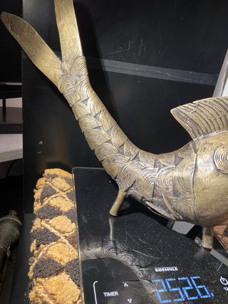 Figura Arte Africano Bronce Pez Mossi