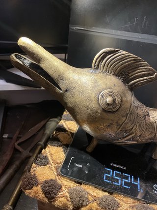 Figura Arte Africano Bronce Pez Mossi