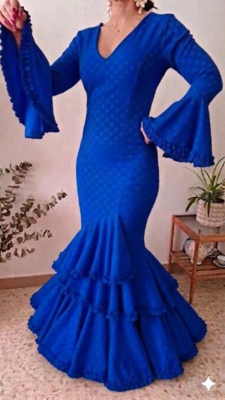 Traje de Flamenca Azul Lunares TODAS LAS TALLAS
