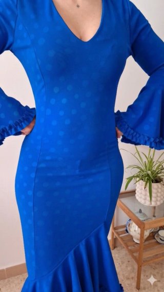 Traje de Flamenca Azul Lunares TODAS LAS TALLAS