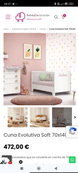 Cuna convertible en cama infantil