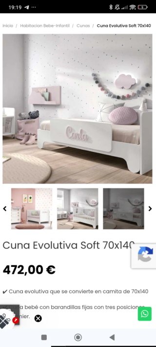 Cuna convertible en cama infantil