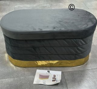 Panca contenitore velluto rosa con base oro