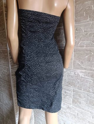 Vestido palabra de honor leopardo gris