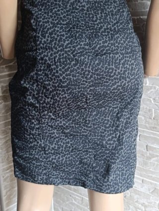 Vestido palabra de honor leopardo gris