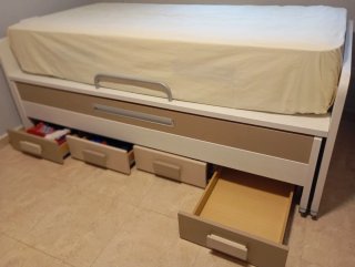 Cama nido blanca 90 cm con cajones