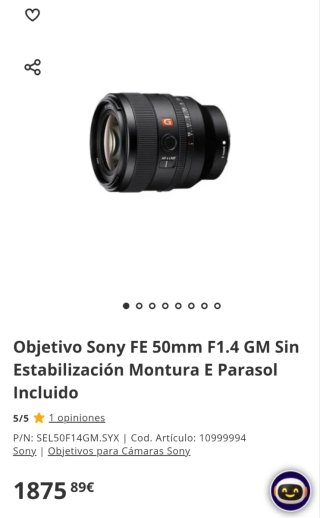 Objetivo Sony FE 50mm F1.4 GM E-mount