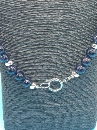 Collar azul piedra de sol y plata