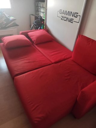 Sofá Cama Chaise Longue Rojo