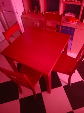Mesa comedor madera + 4 sillas