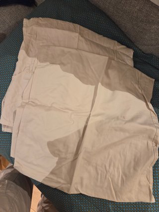 Juego de sábanas y fundas beige y azul