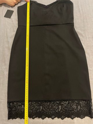 Vestido Zara Lencero Negro Encaje Talla L