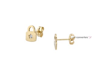 pendientes oro 18k con piedra con circonita