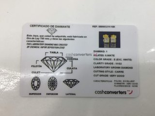 pendientes oro 18k con piedra con diamante de laboratorio