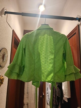 Falda Rociera Verde con Lunares Blancos