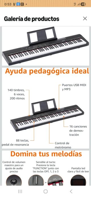 Piano Digital Amazon Basics 88 Teclas