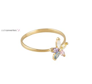 anillo oro 18k con piedra con circonita