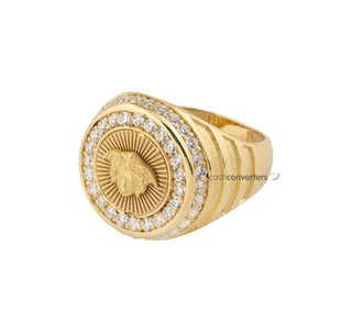 sello oro 18k con piedra con circonita