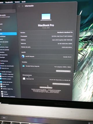 MacBook Pro i7 32GB Plata 15.4" Algo negociable