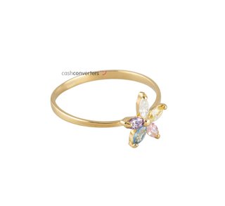 anillo oro 18k con piedra con circonita