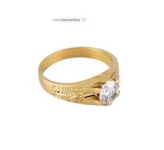 anillo oro 18k con piedra con circonita