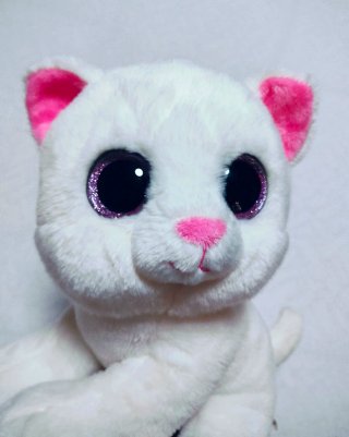Peluche Gato Blanco Ojos Grandes