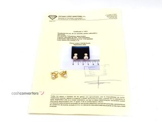 pendientes oro 18k con piedra con diamante,perla