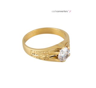 anillo oro 18k con piedra con circonita