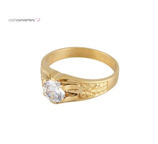 anillo oro 18k con piedra con circonita