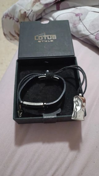 Pulsera y colgante Lotus Negra y Plata