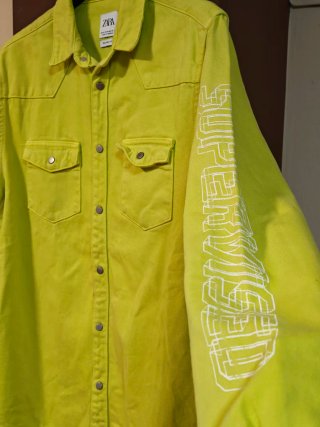 Camisa Zara Verde/Amarilla Talla M