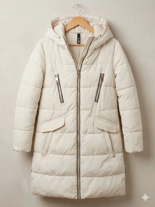 Abrigo Puffer Beige Diseño Italiano Talla M