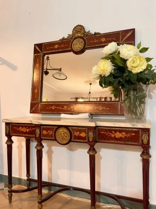 Consola Luis XVI con Mármol y Espejo