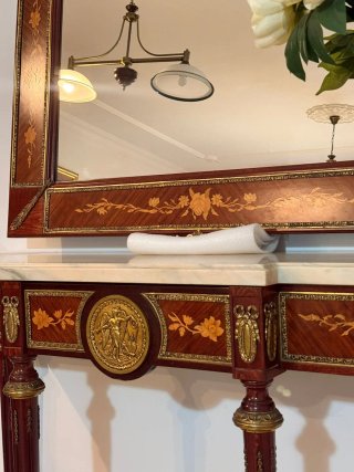 Consola Luis XVI con Mármol y Espejo