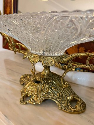 Centro de mesa bronce y cristal