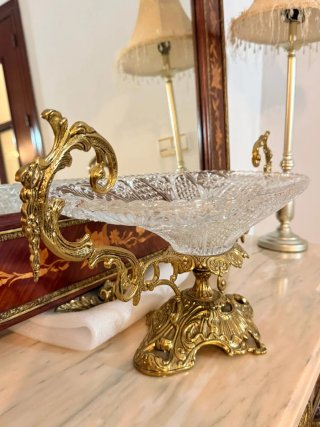Centro de mesa bronce y cristal
