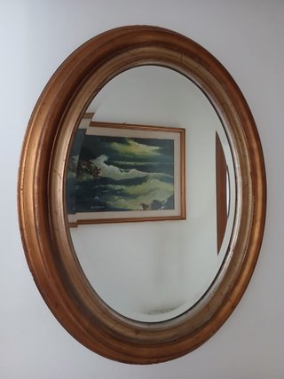 Specchio Ovale Vintage Cornice Legno