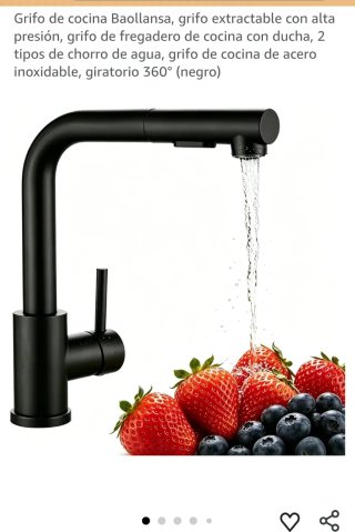 Grifo Cocina Baollansa Negro Extraccion